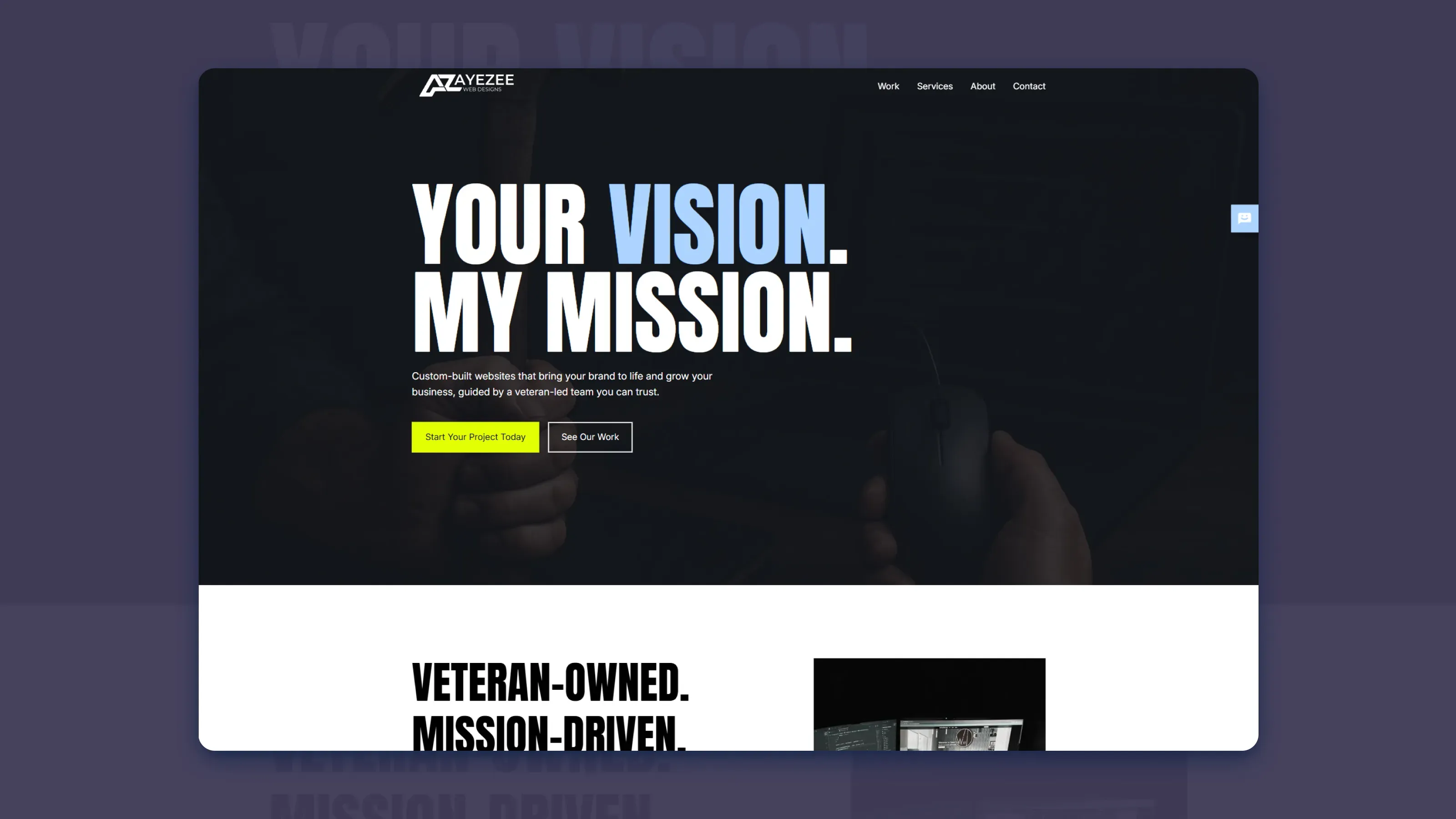 Screenshot of AyeZee Web Designs homepage